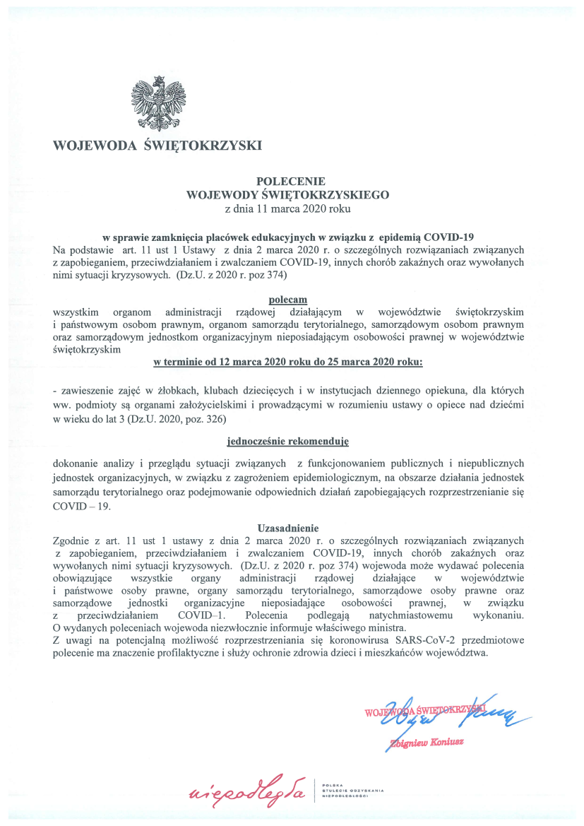 Polecenie Wojewody Świętokrzyskiego
