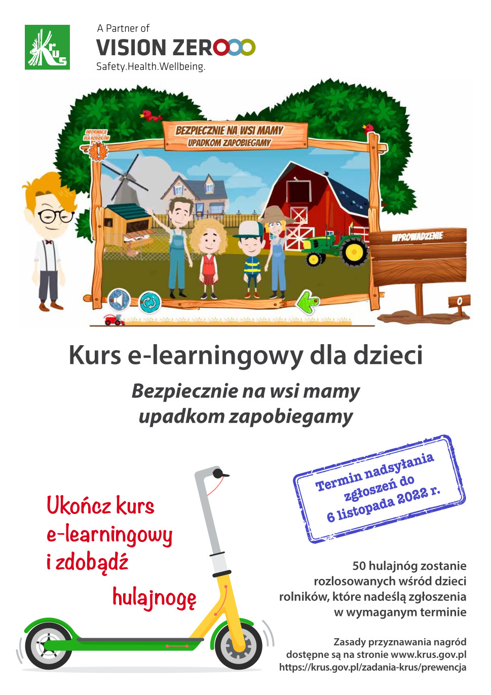 Plakat Bezpiecznie na wsi mamy - upadkom zapobiegamy