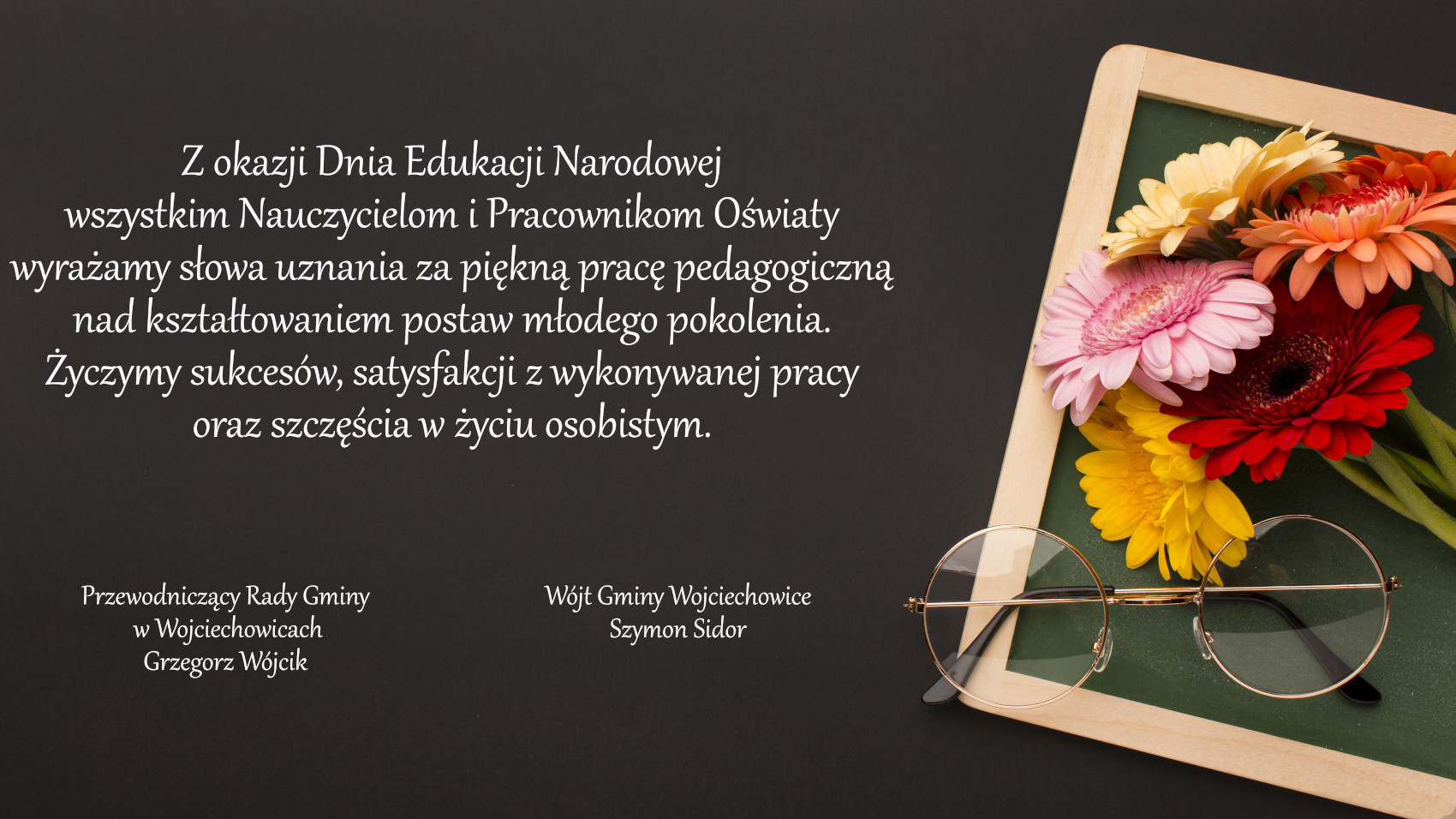 Grafika z życzeniami z okazji Dnia Edukacji Narodowej