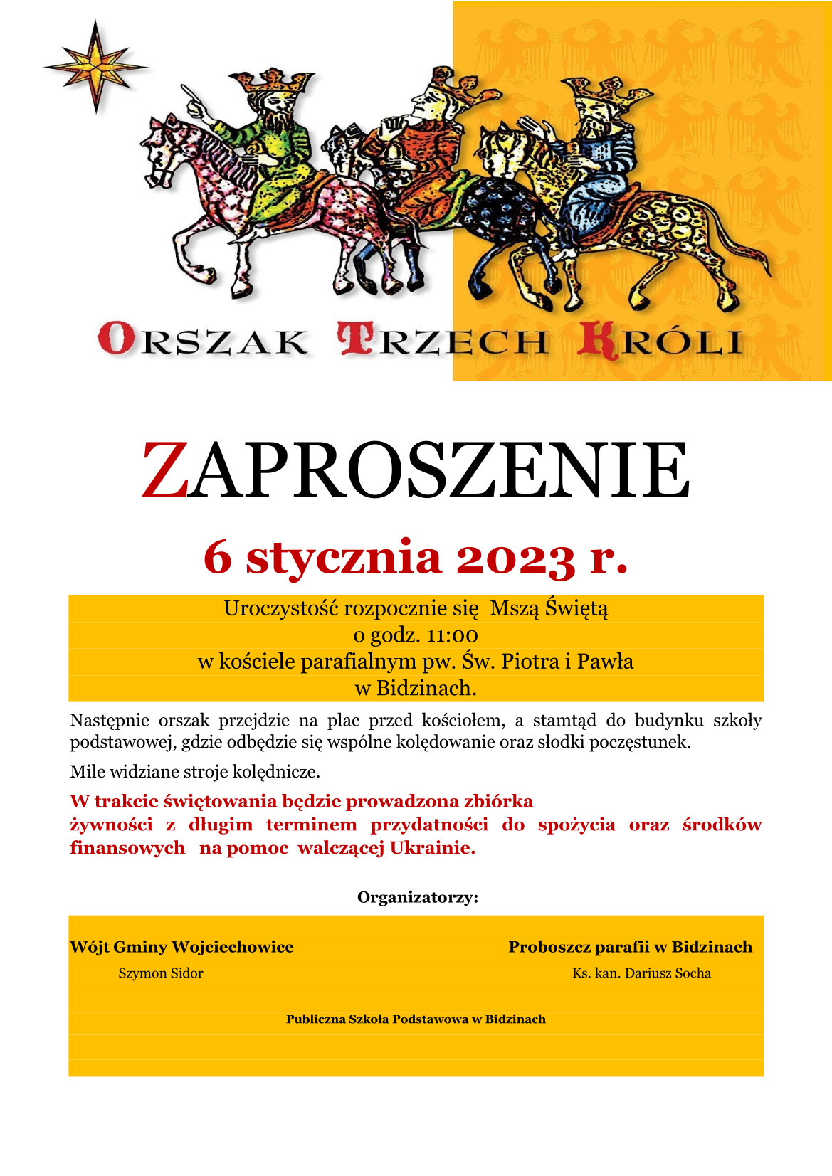 Grafika z zaproszeniem na Orszak Trzech Króli