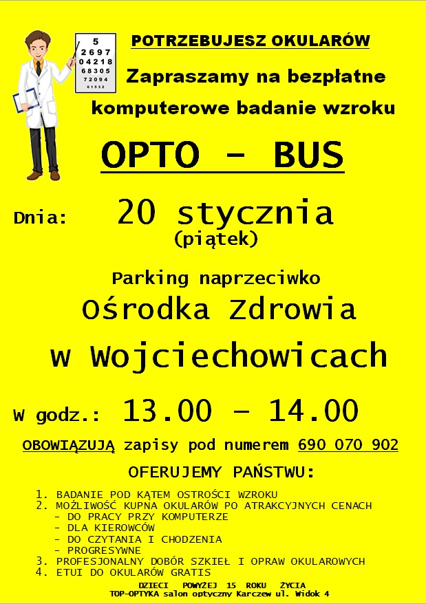 Grafika z informacjami o bezpłatnym badaniu wzroku