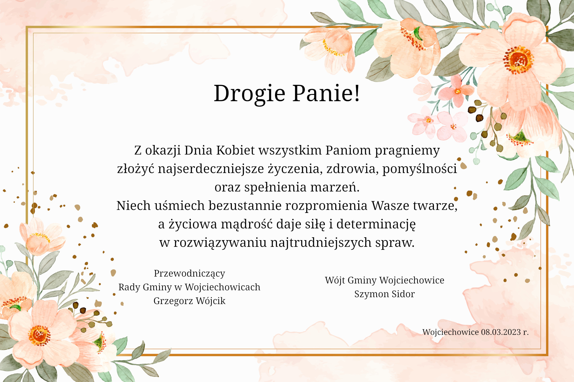 Grafika z życzeniami z okazji Dnia Kobiet