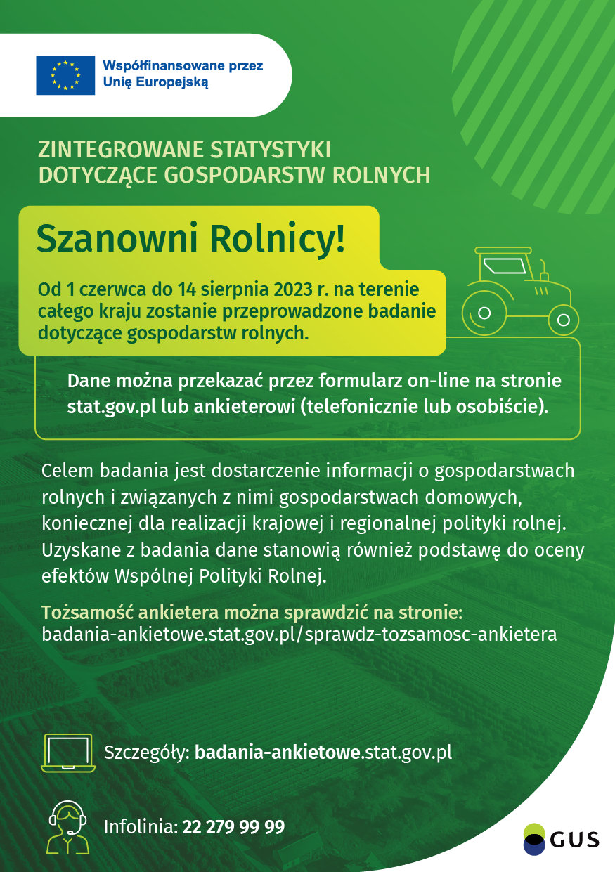 Grafika informacyjna - Zintegrowane statystyki dotyczące gospodarstw rolnych