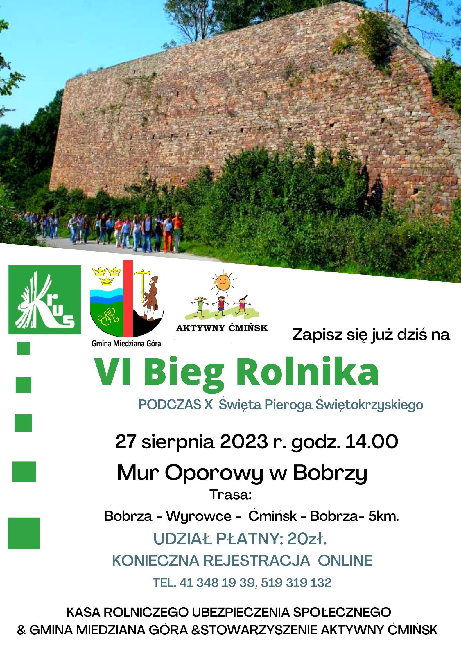 Plakat z informacjami o VI Biegu Rolnika