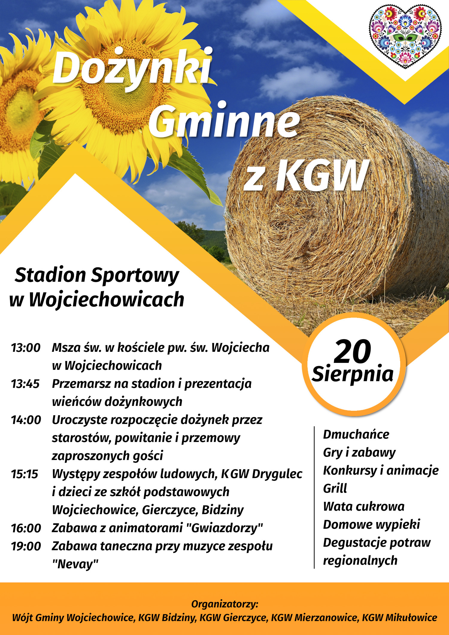 Plakat z informacjami o Dożynkach Gminnych z KGW