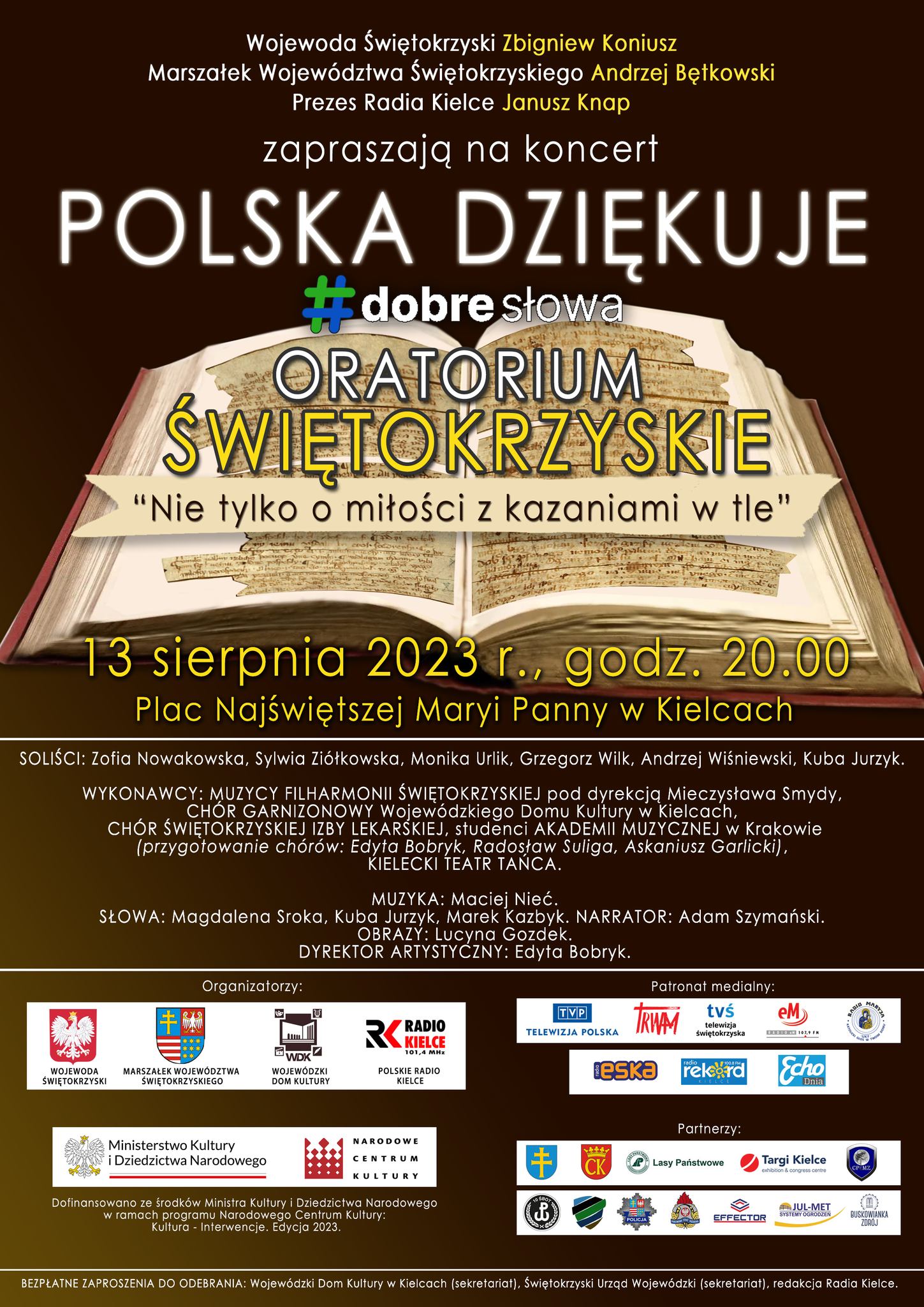 Grafika z informacjami o Oratorium Świętokrzyskim ''Nie tylko o miłości z kazaniami w tle''