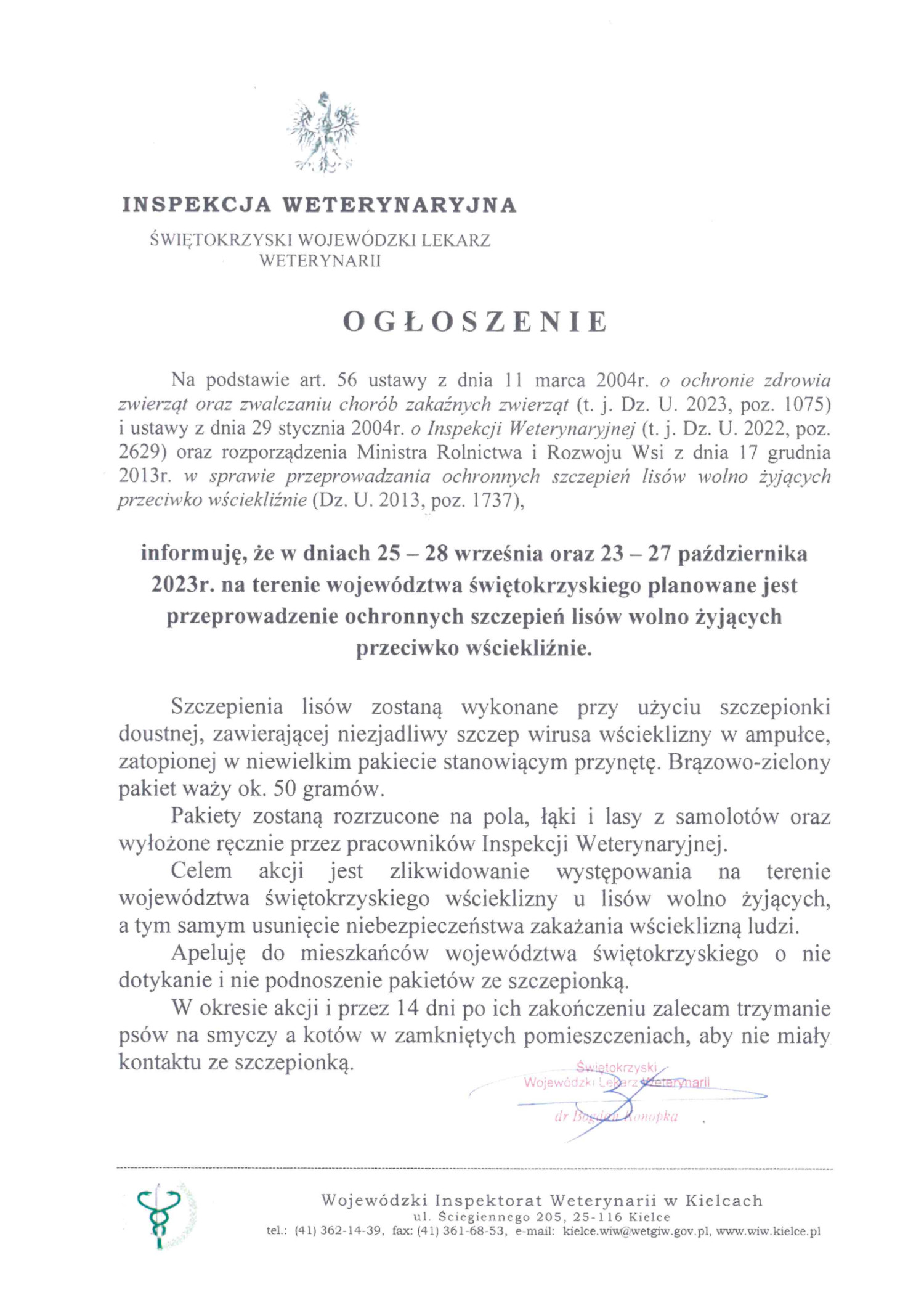 Grafika z treścią komunikatu
