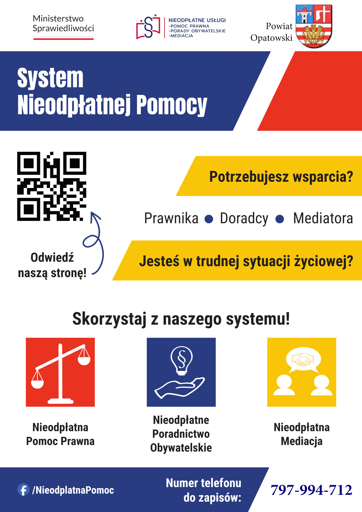 Plakat promujący System Nieodpłatnej Pomocy