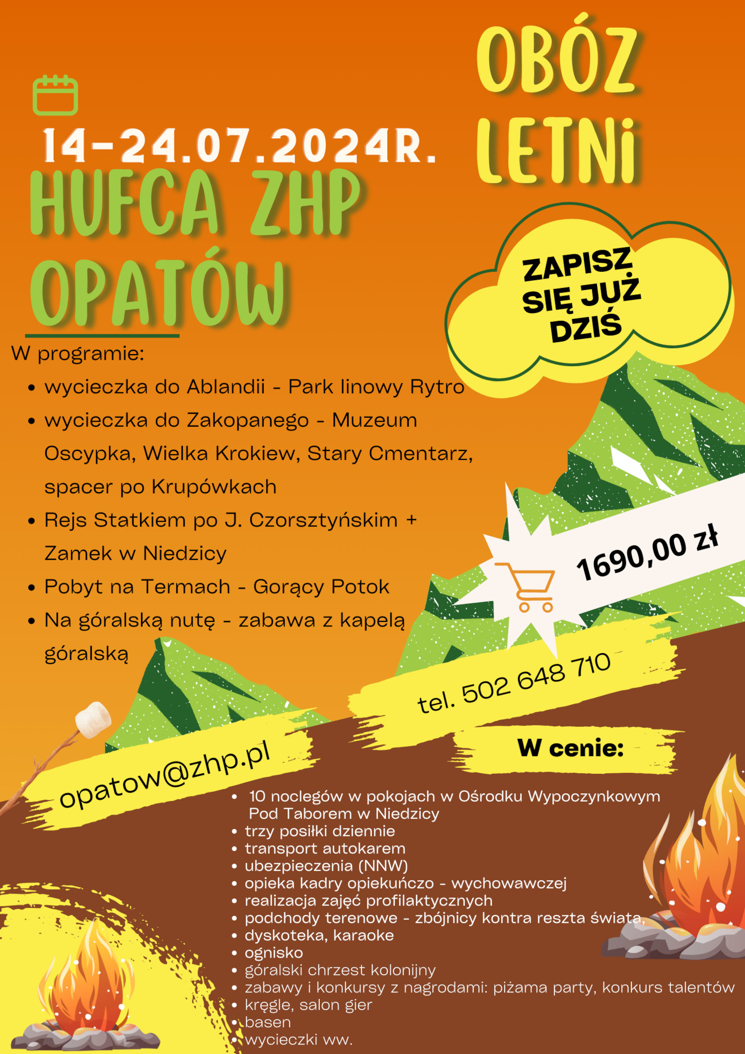 Grafika z informacjami o wypoczynku letnim
