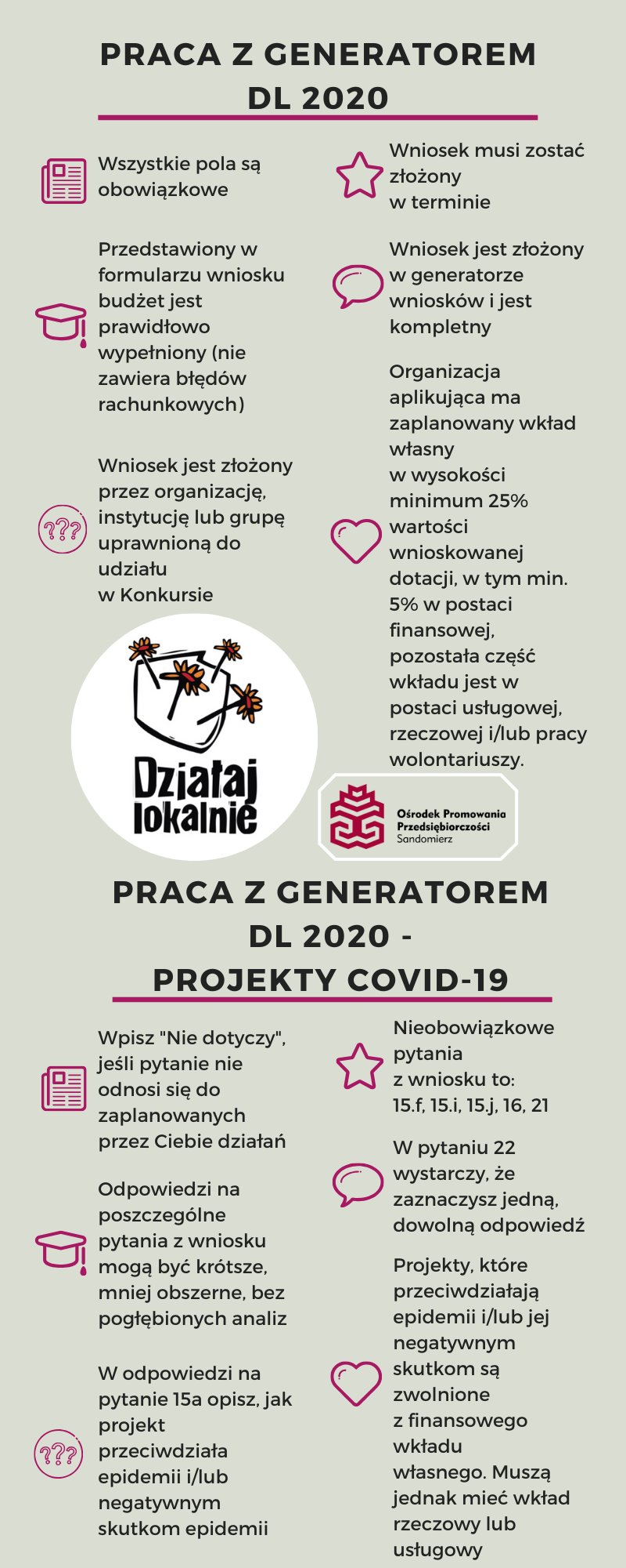 Grafika informująca o pracy z generatorem wniosków