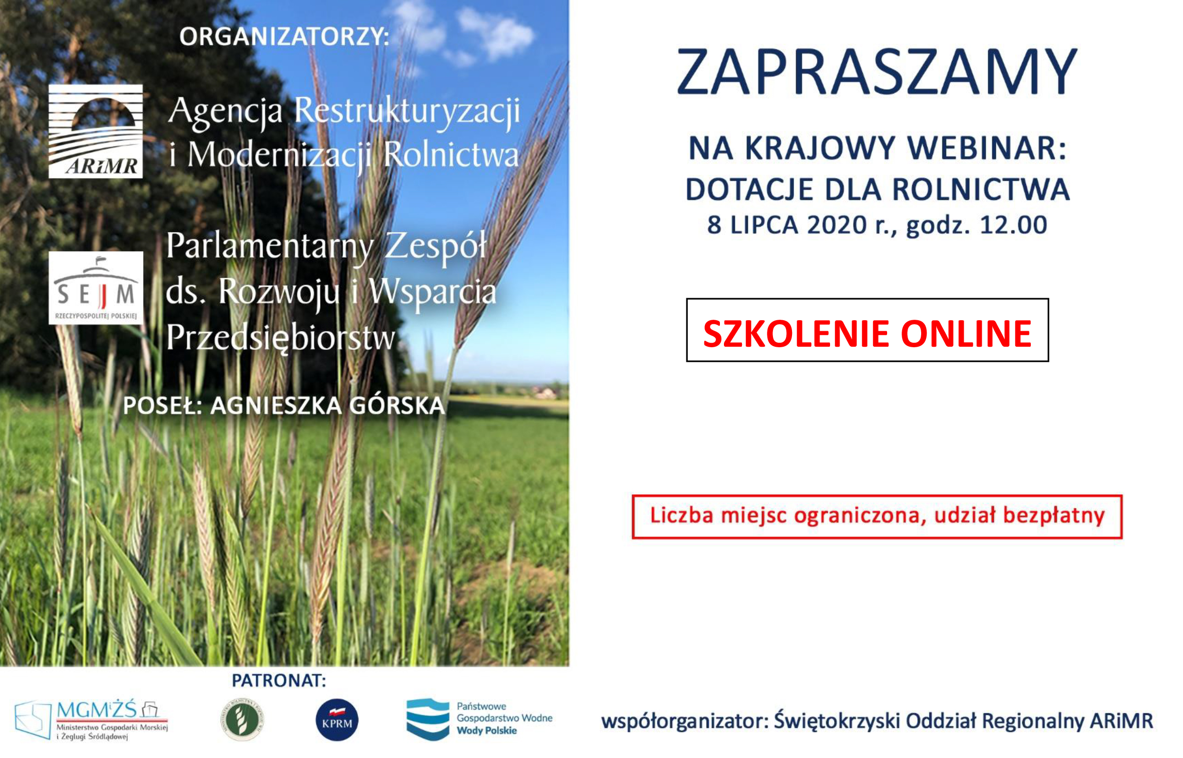 Plakat - webinar ARiMR