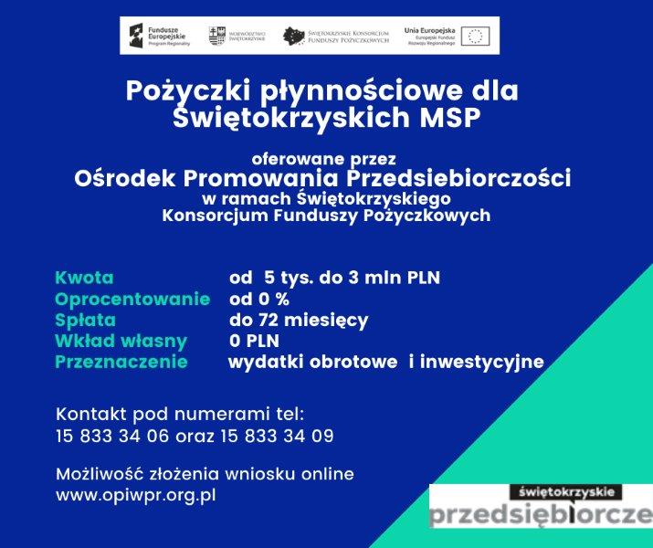 Grafika - Pożyczki płynnościowe dla Świętokrzyskich MSP