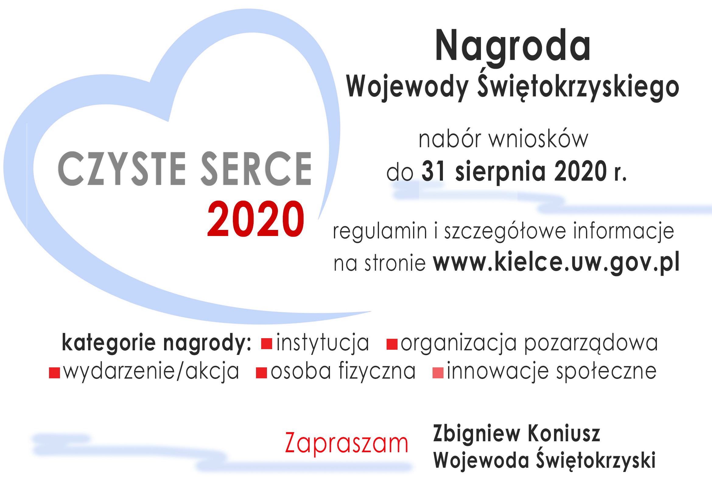 Nagroda Wojewody Świętokrzyskiego „Czyste Serce” - grafika promująca