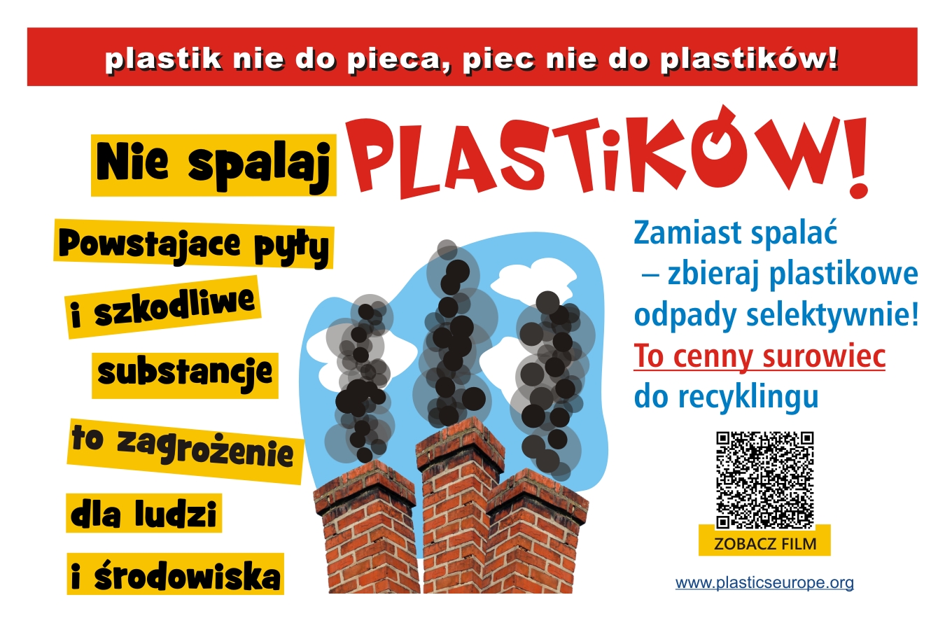 Grafika informacyjna - Plastik nie do pieca - piec nie do plastiku