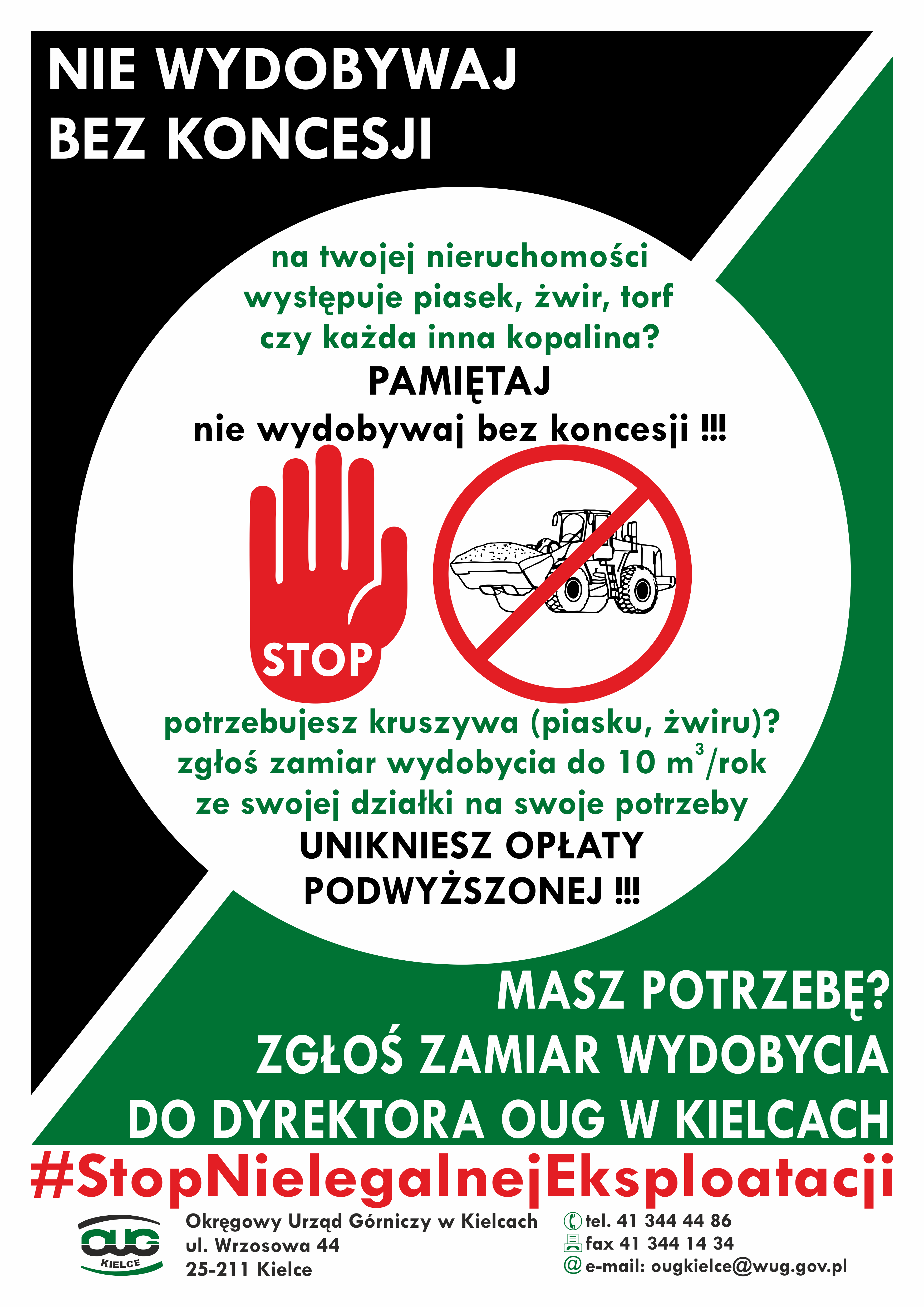 Grafika informacyjna - Nie wydobywaj bez koncesji