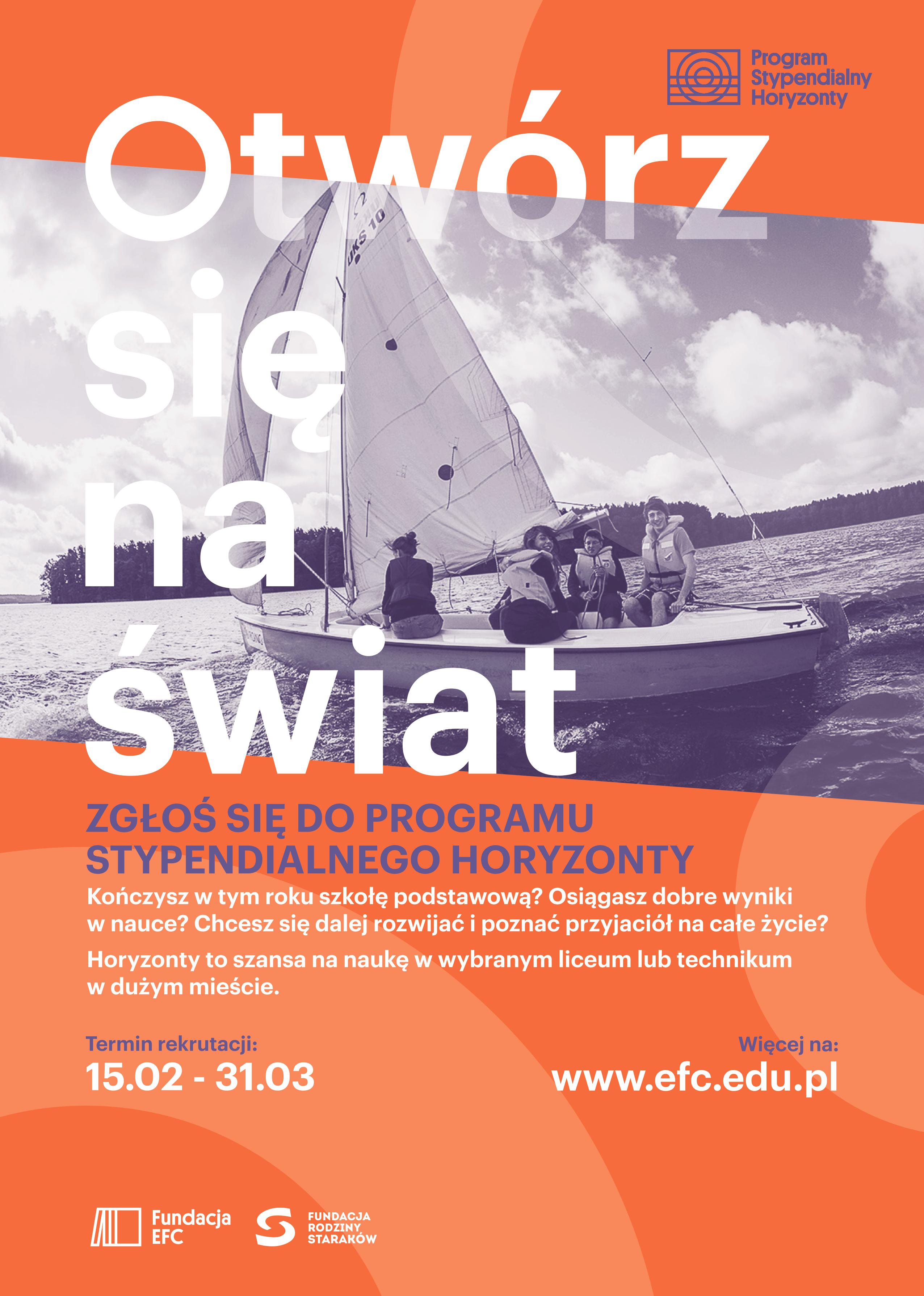 Plakat promocyjny Stypendium Horyzonty dla ósmoklasistów