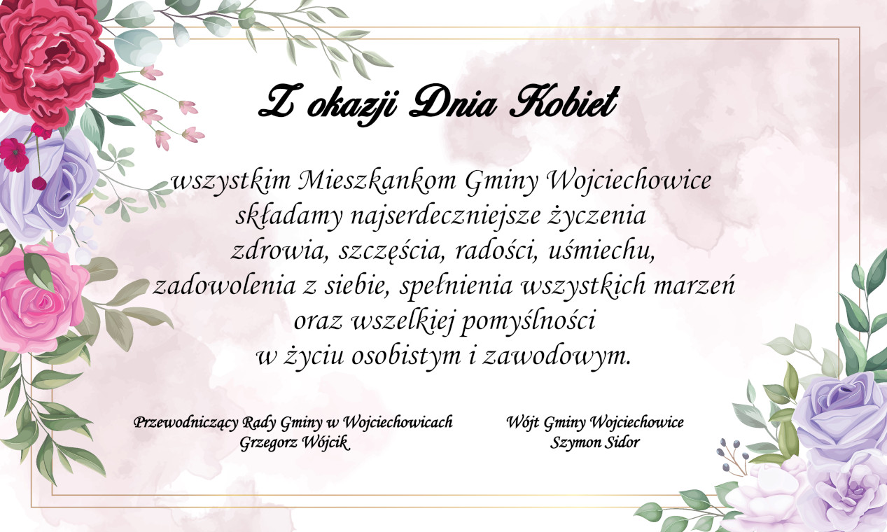 Grafika z życzeniami z okazji Dnia Kobiet