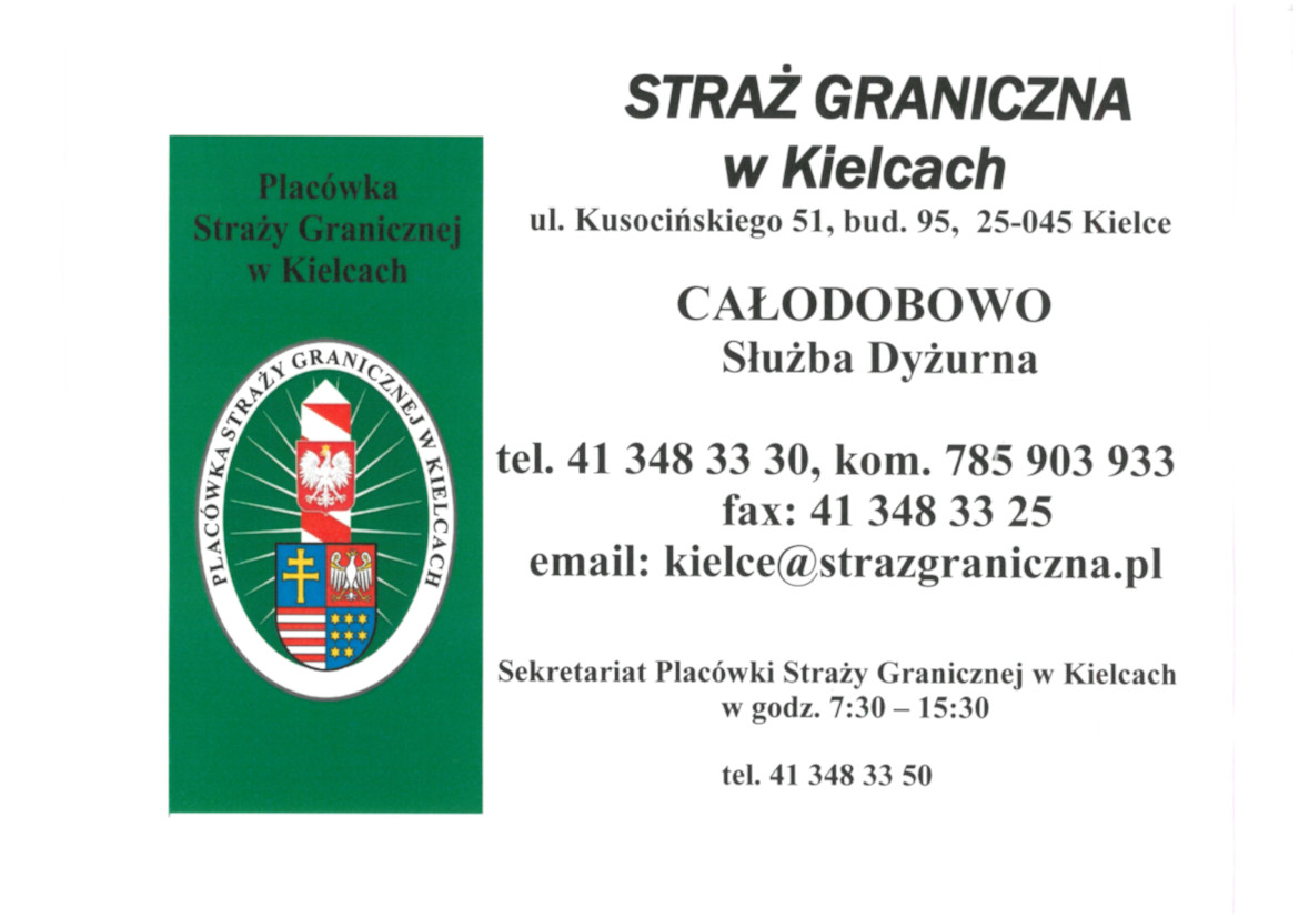 Grafika z informacją o pracy Straży Granicznej w Kielcach