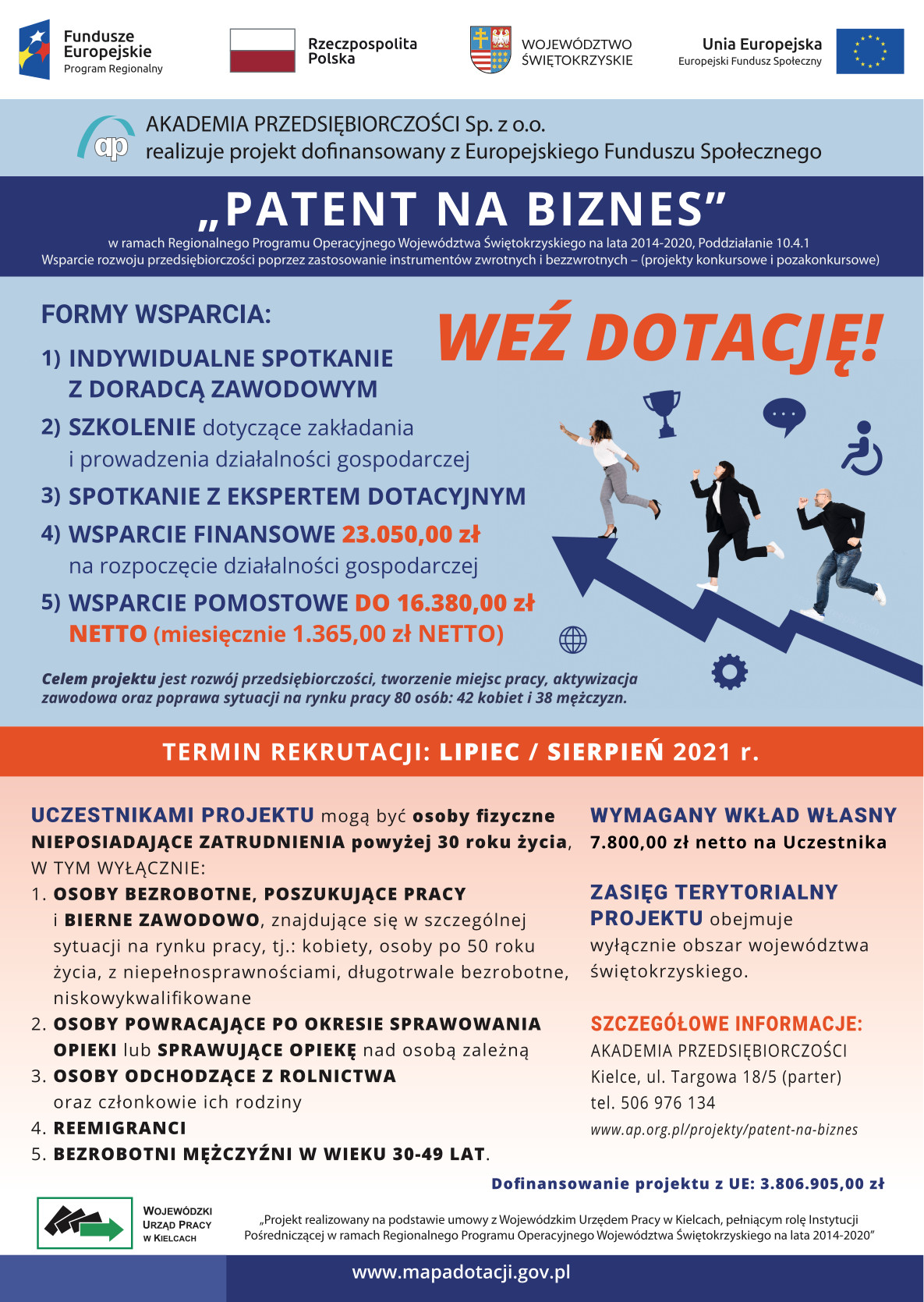 Plakat z informacjami o programie PATENT NA BIZNES