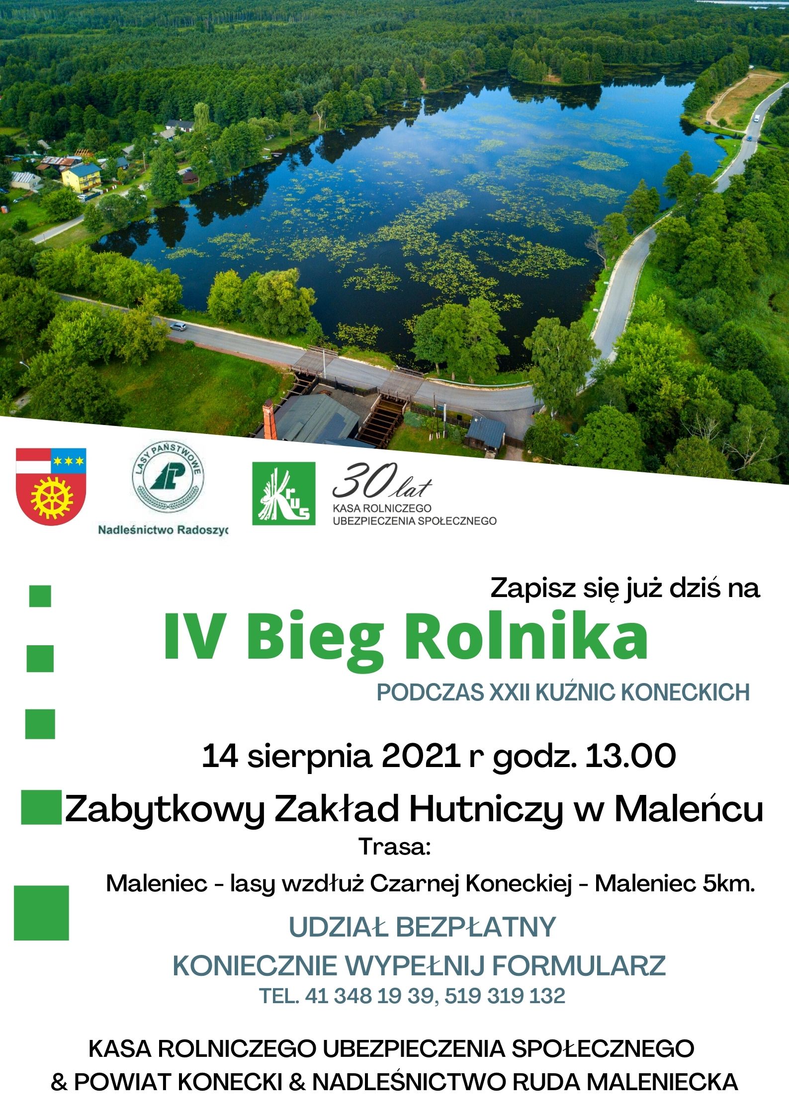 Plakat z informacjami o IV Biegu Rolnika