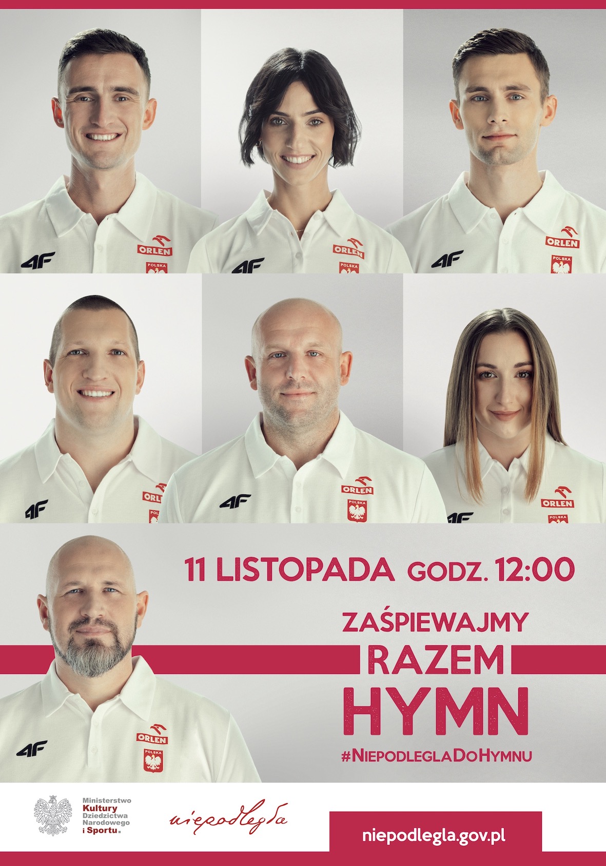 Plakat promujący akcję „Niepodległa do Hymnu”