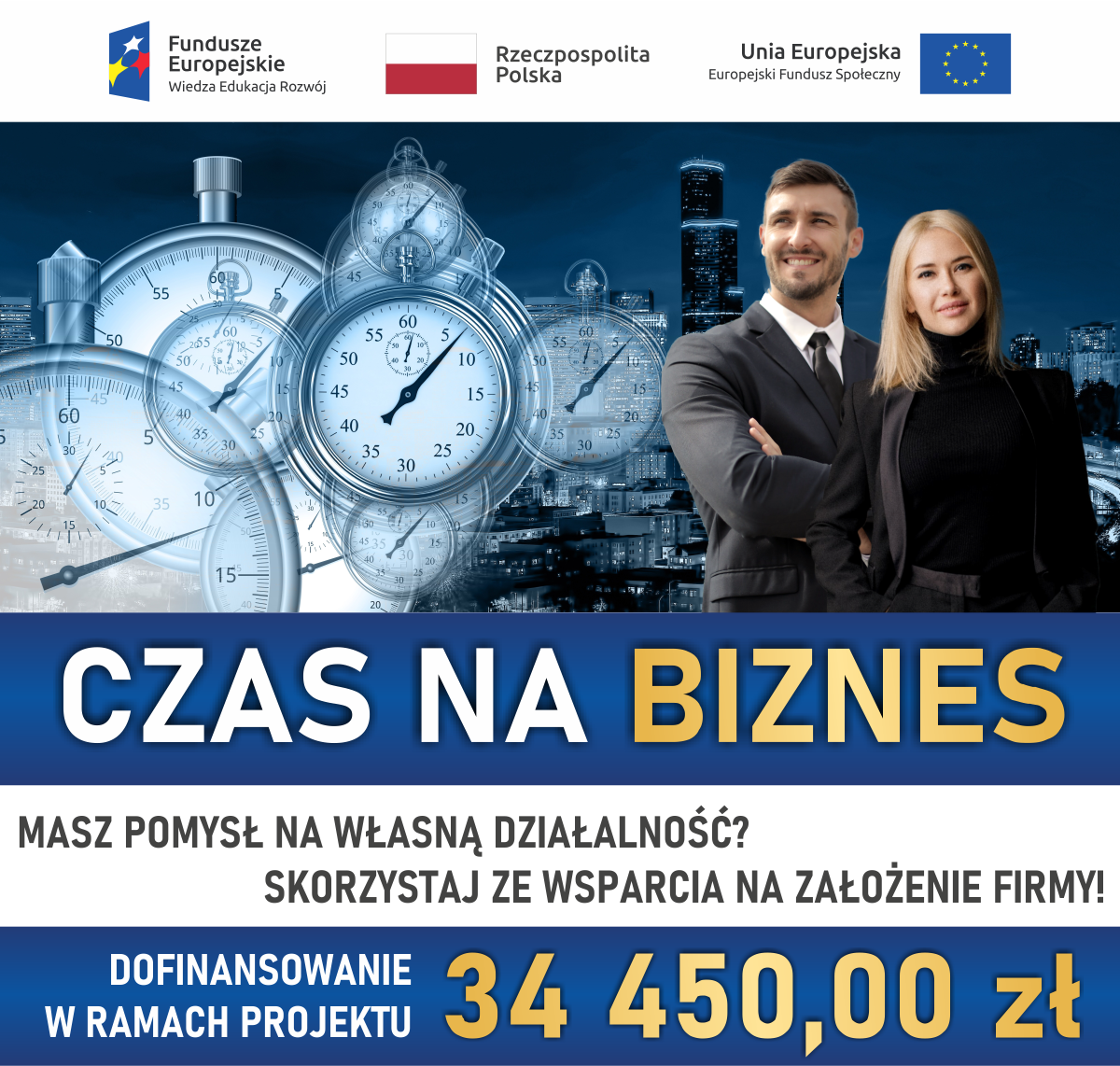 Grafika promująca projekt Czas na biznes