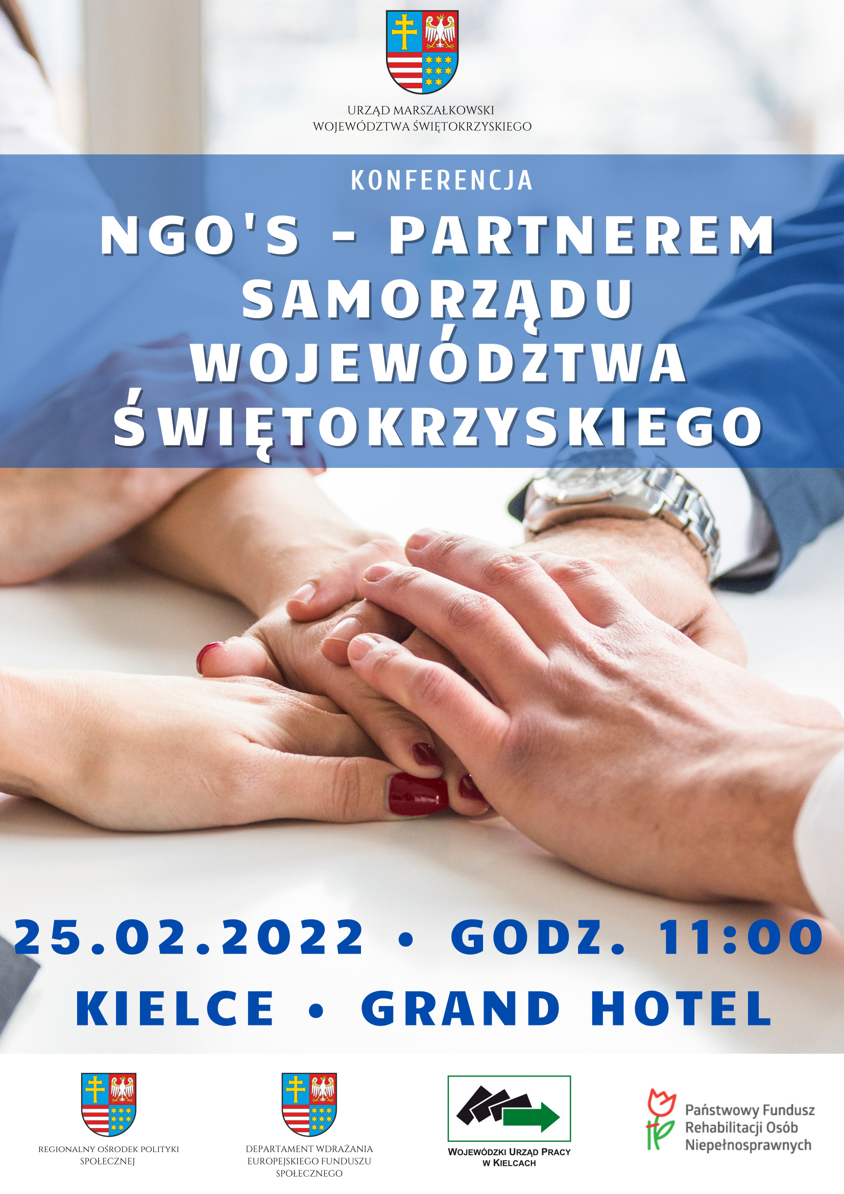 Plakat z informacjami o Konferencji NGO’s - Partnerem Samorządu Województwa Świętokrzyskiego