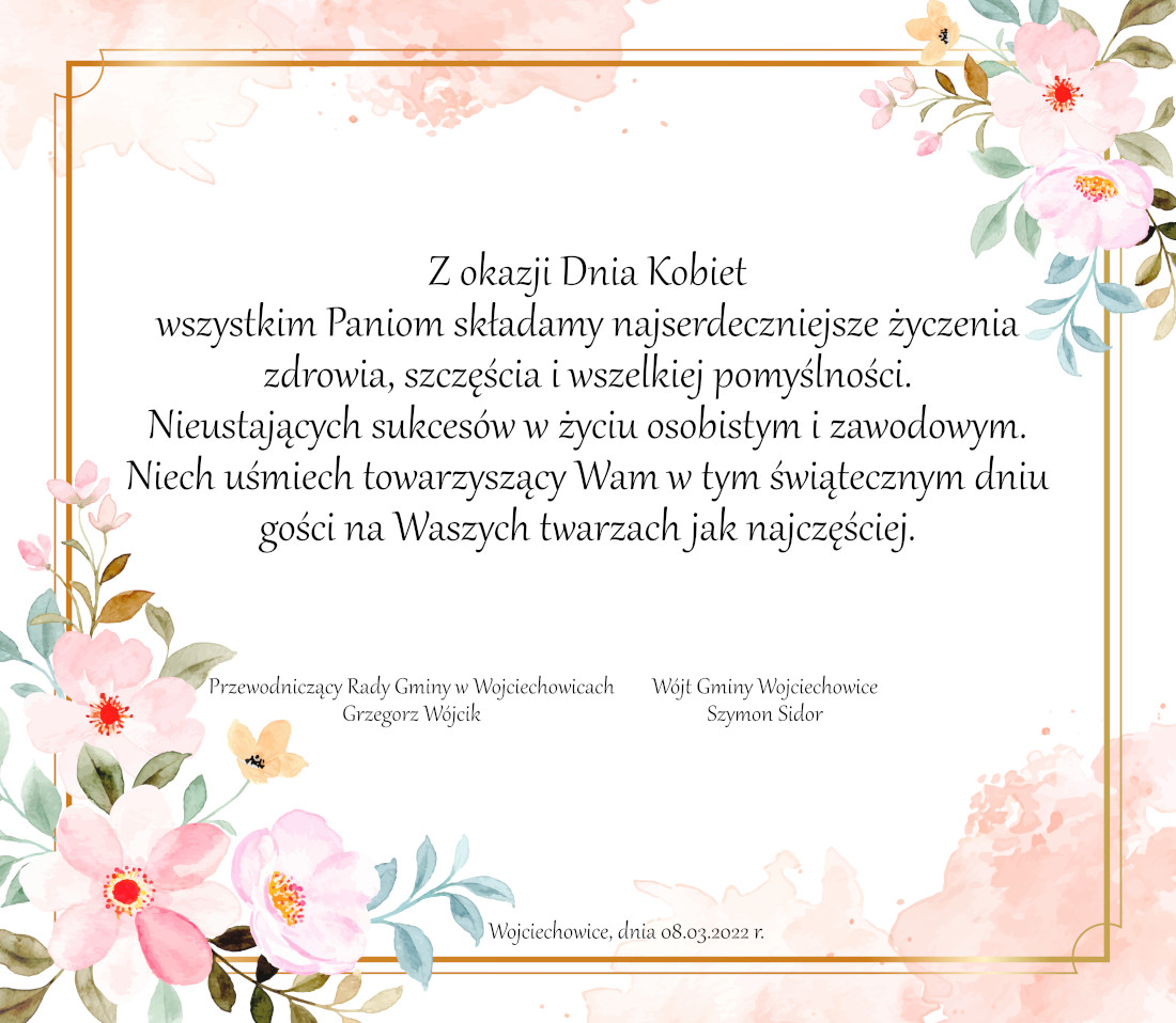 Grafika z życzeniami z okazji Dnia Kobiet