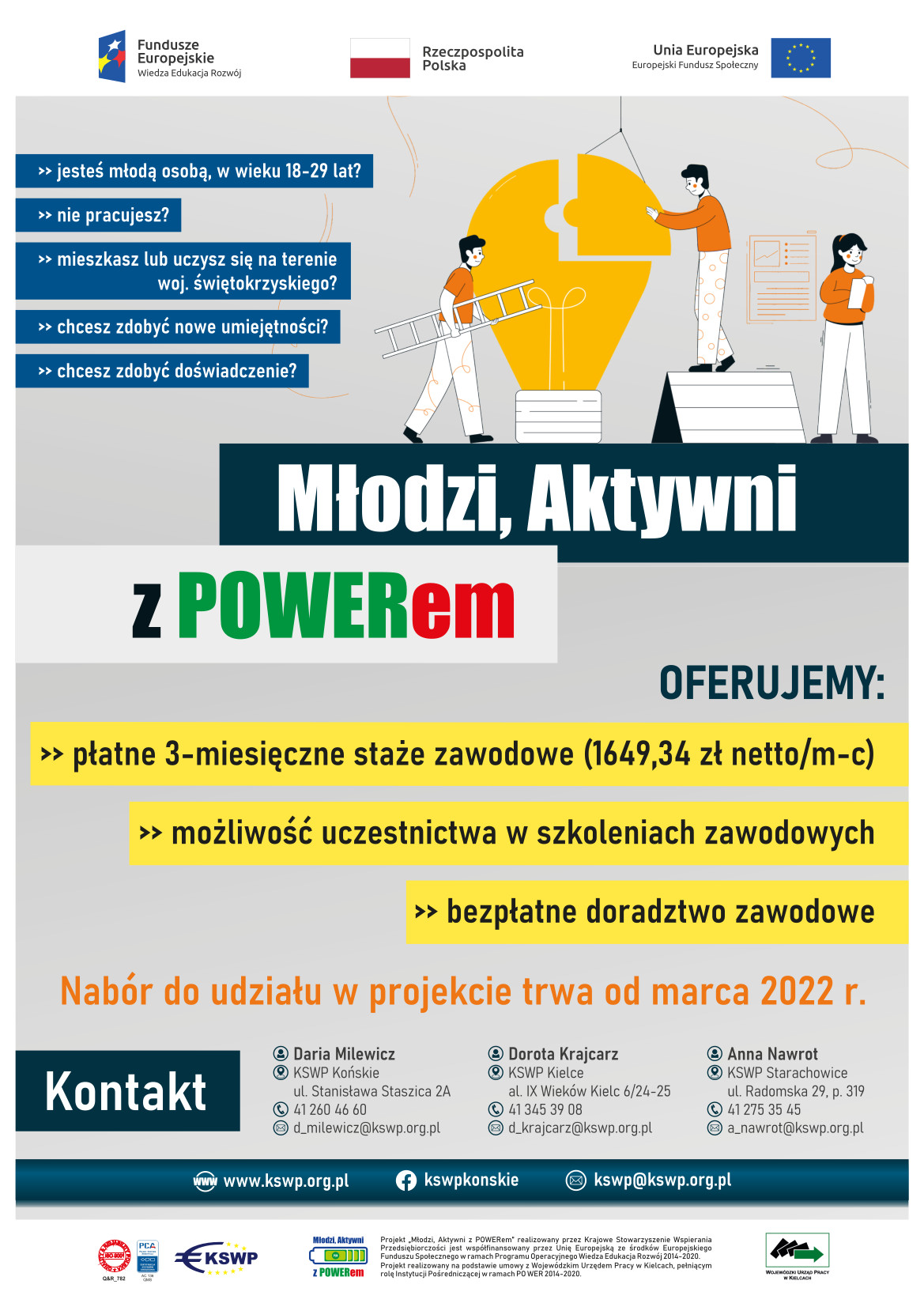 Plakat promujący projekt Młodzi, Aktywni z POWER-em