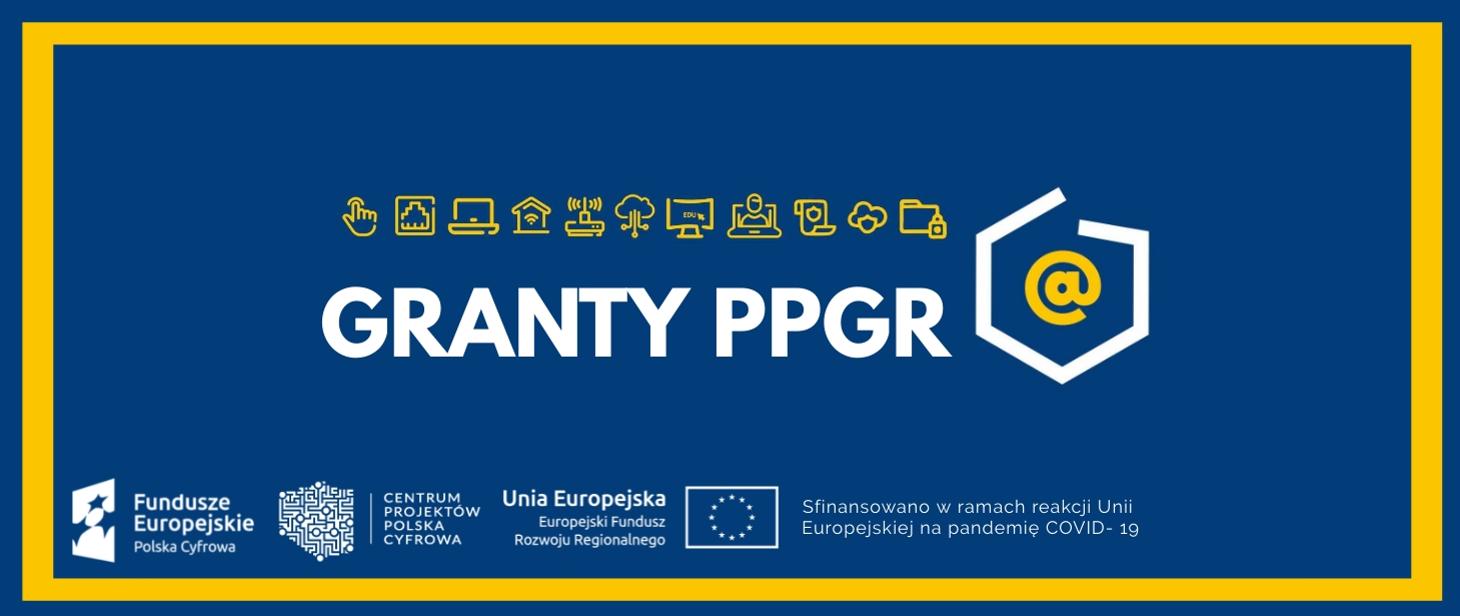 Grafika projektu Granty PPGR - Wsparcie dzieci i wnuków byłych pracowników PGR w rozwoju cyfrowym