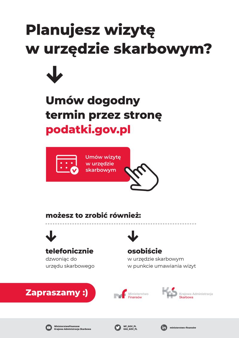 Plakat informacyjny - Planujesz wizytę w urzędzie skarbowym?