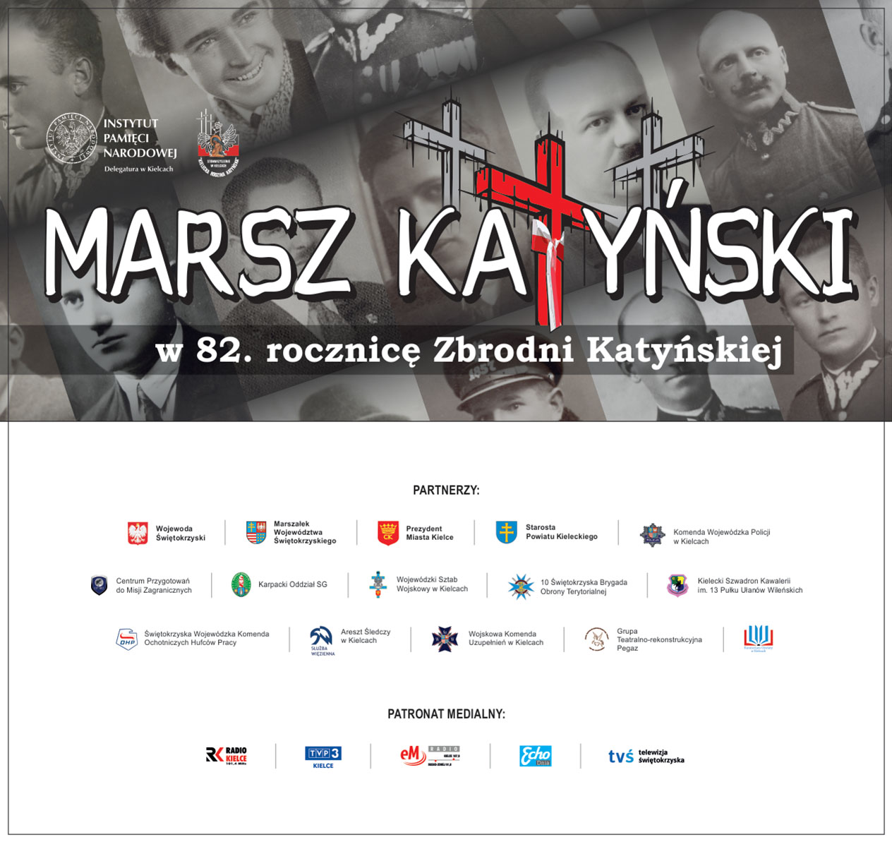 Pierwsza strona zaproszenia na VII Kielecki Marsz Katyński