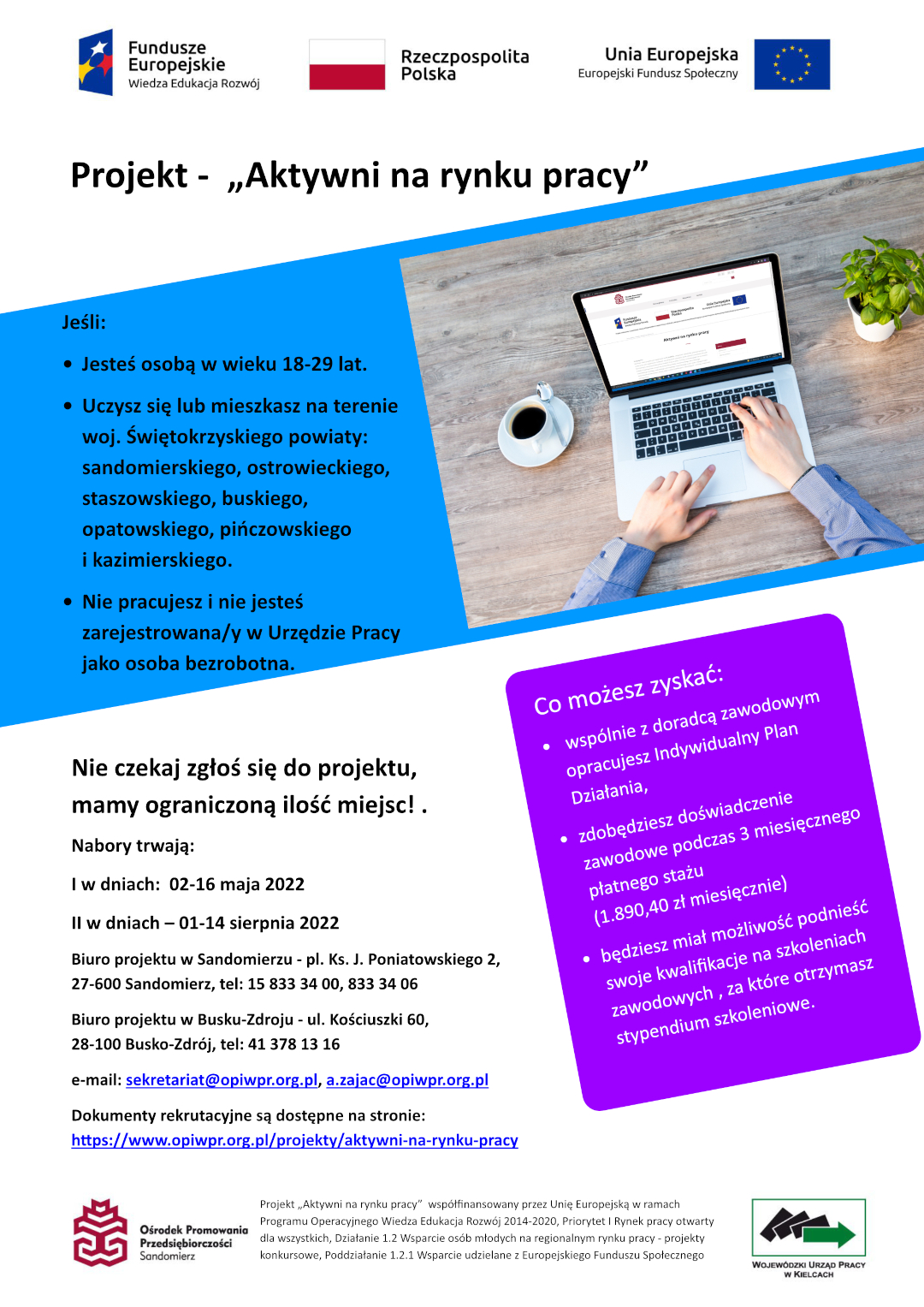 Plakat promocyjny projektu Aktywni na rynku pracy