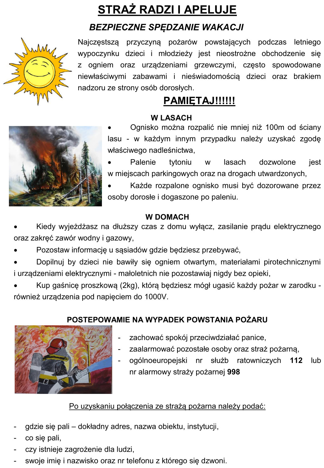 Grafika z informacjami o bezpiecznym spędzaniu wakacji
