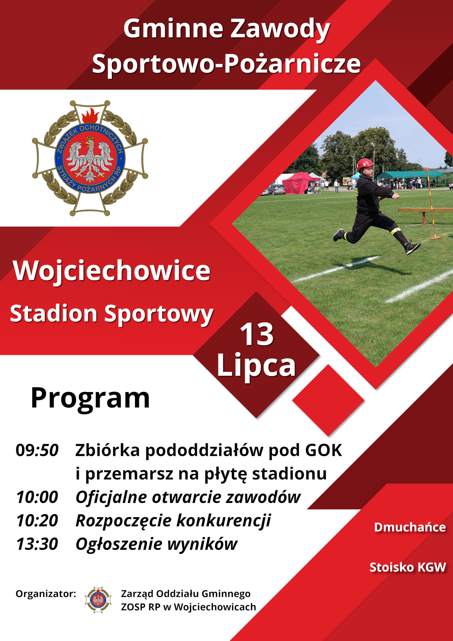 Grafika informacyjna o Gminnych Zawodach Sportowo-Pożarniczych
