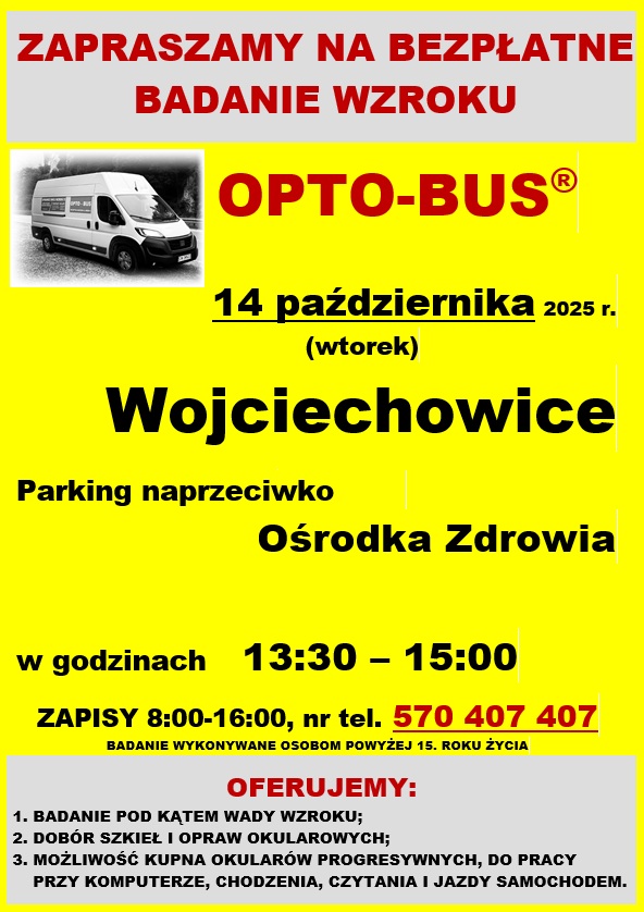 Grafika z informacjami o bezpłatnym badaniu wzroku