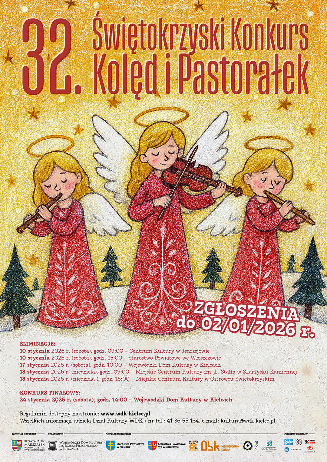 32. Świętokrzyski Konkurs Kolęd i Pastorałek Grafika z informacjami o konkursie