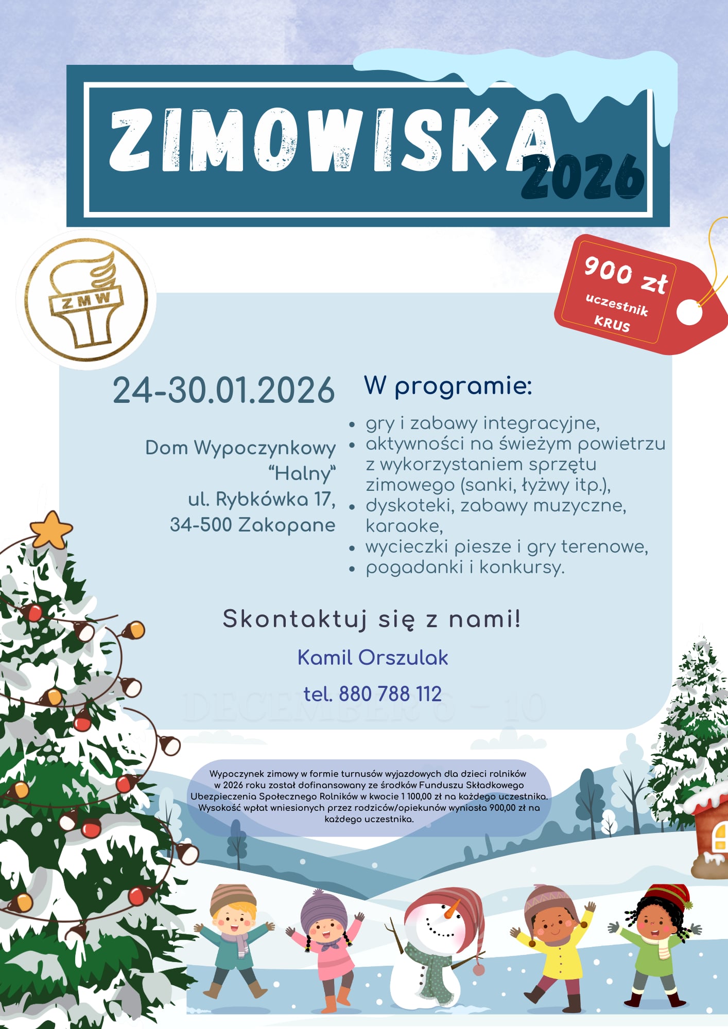 Grafika z informacjami o zimowisku