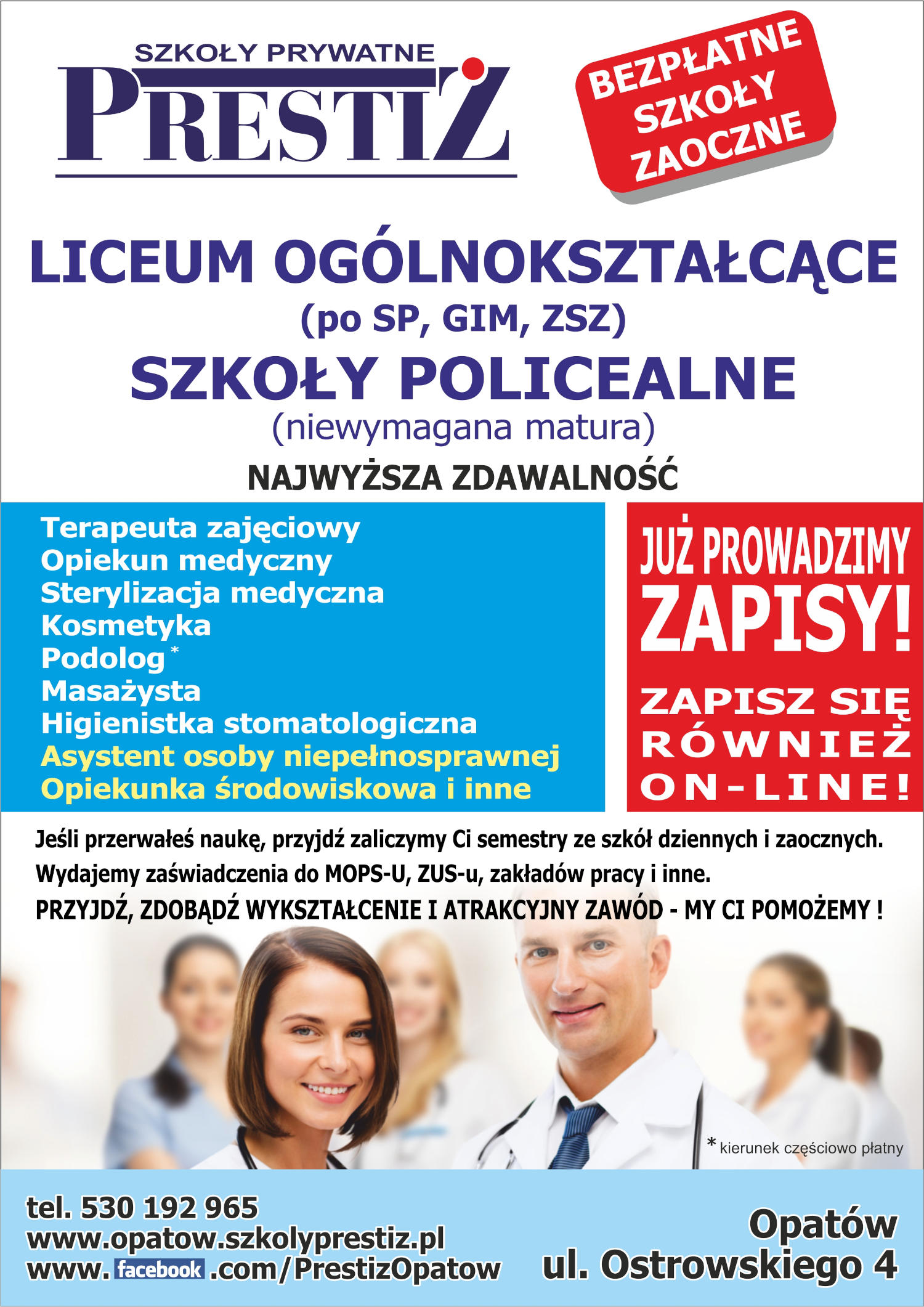 Prestiż - oferta edukacyjna Grafika z informacjami o ofercie edukacyjnej