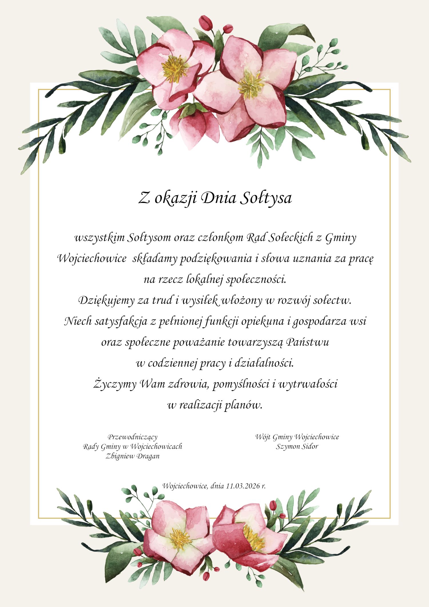 Życzenia dla Sołtysów Grafika z życzeniami dla Sołtysów