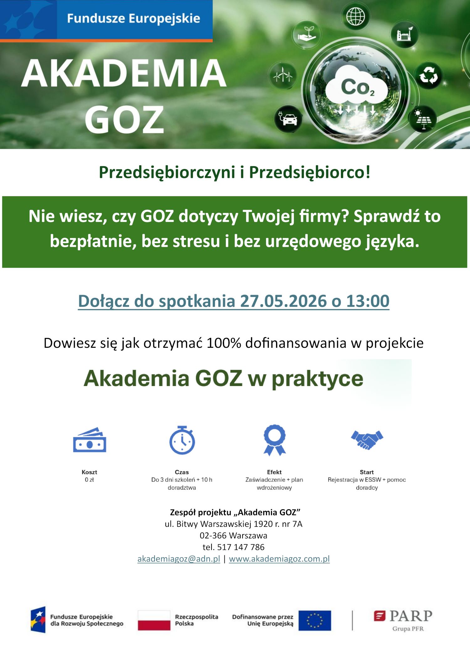 Grafika z treścią zaproszenia na szkolenie
