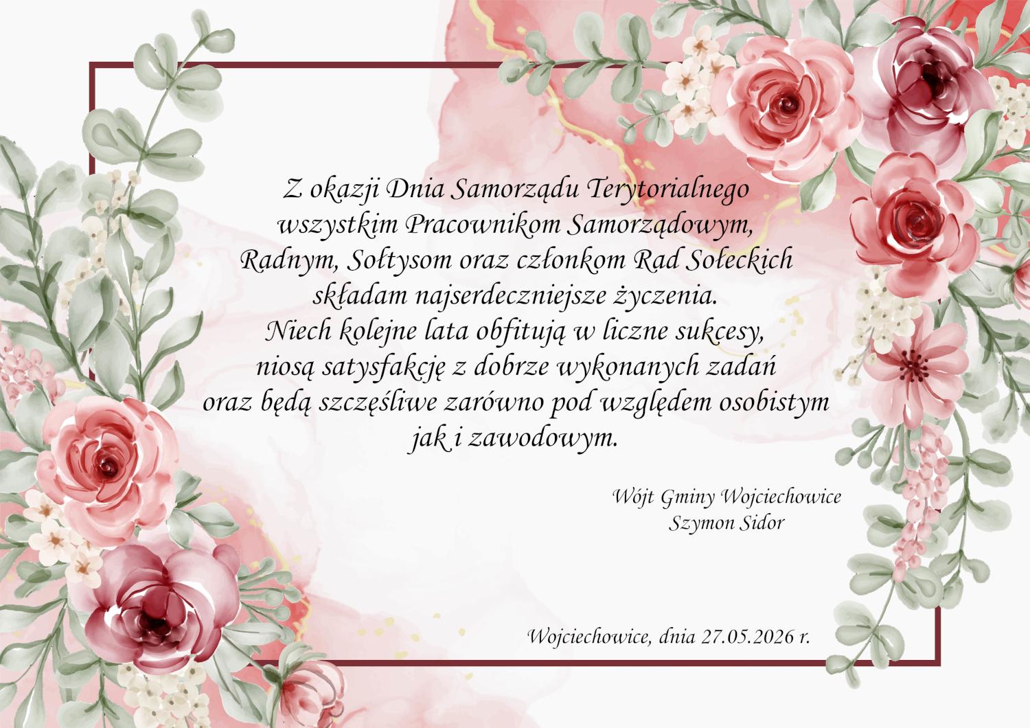 Grafika z treścią życzeń